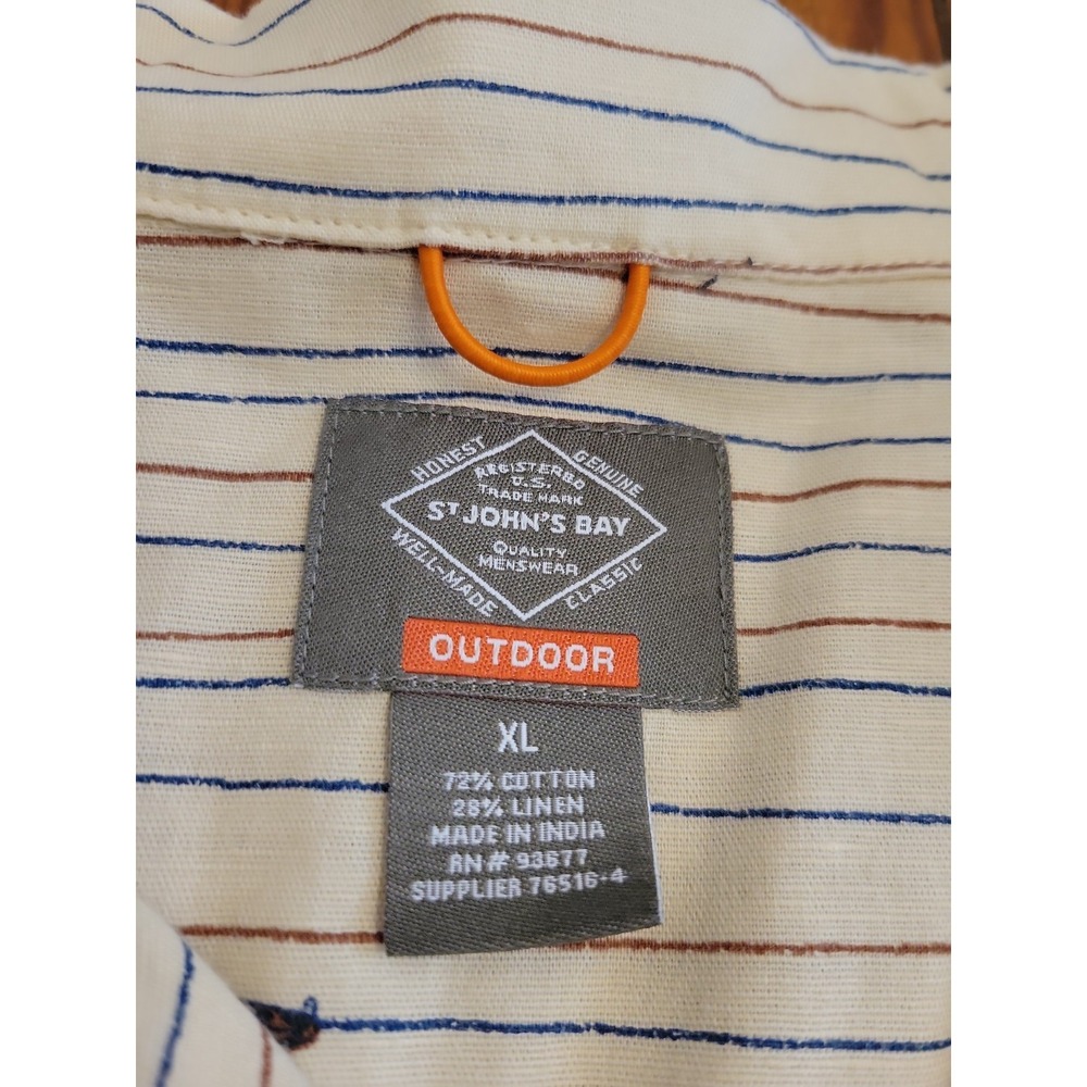 St Johns Bay Mens XL Fishing Lure Button Up Linen Cotton Blend Vacation Casual - Picture 3 of 10